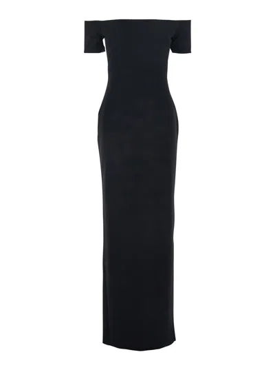Solace London Nile Off-shoulder Maxi Dress In Black