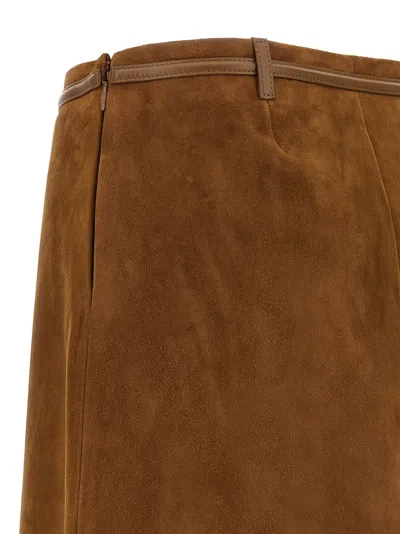 Gucci Suede Skirt Horsebit In Brown