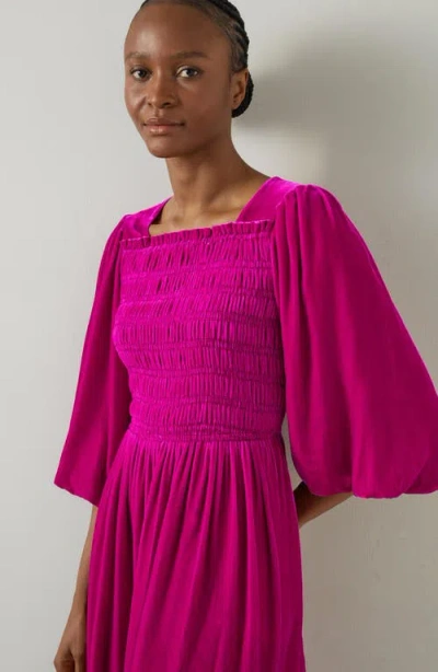 Lk Bennett Callista Shirred Velvet Dress In Purple