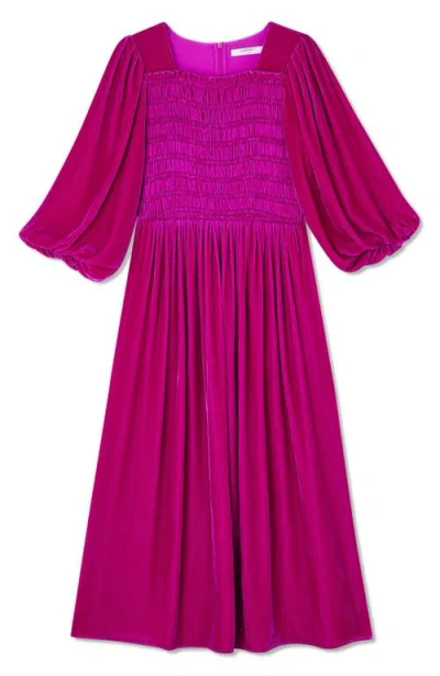 Lk Bennett Callista Shirred Velvet Dress In Purple