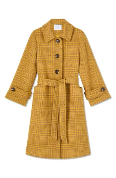 Lk Bennett Blythe Check Stretch Wool Blend Coat In Brown