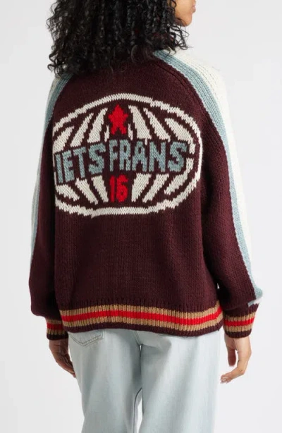 Iets Frans Varsity Chunky Front Zip Sweater In Multi