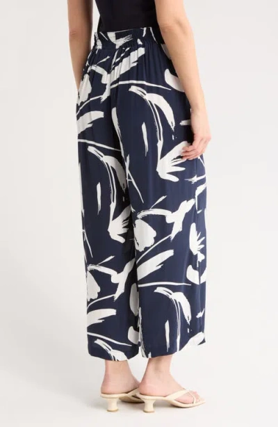 T Tahari Ankle Crop Wide Leg Palazzo Pants In Blue