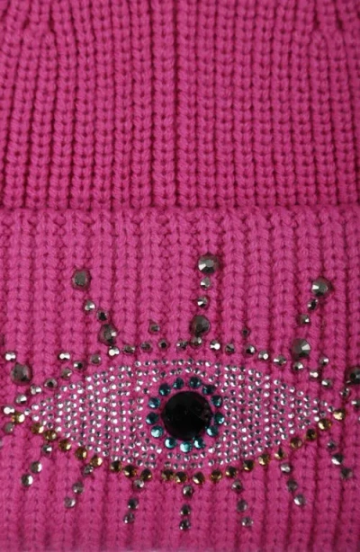 Kurt Geiger London Beaded Evil Eye Beanie In Pink