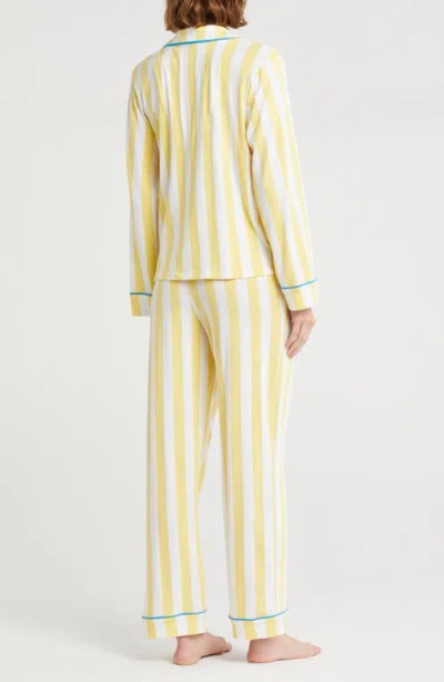 Dkny Stripe Long Sleeve Top & Pants Pajamas In Yellow