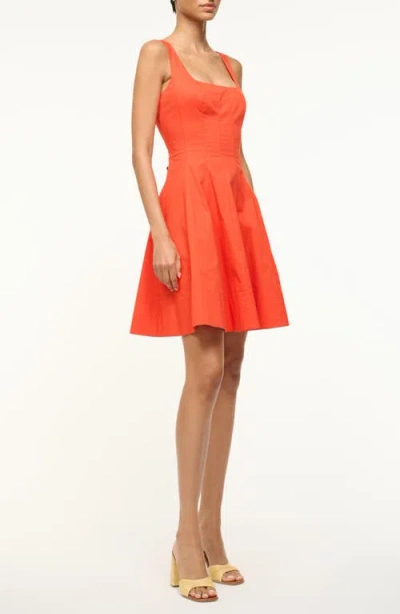 Staud Wells Seamed Stretch Cotton Minidress In Orange