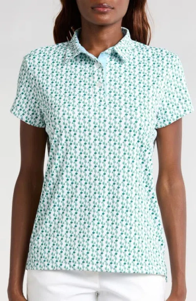 Swannies Tori Print Polo Shirt In Green