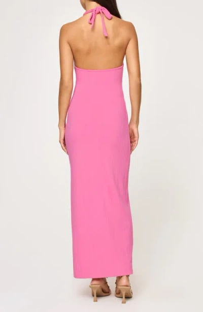 L*space Lspace Skye Halter Rib Cover-up Maxi Dress In Pink