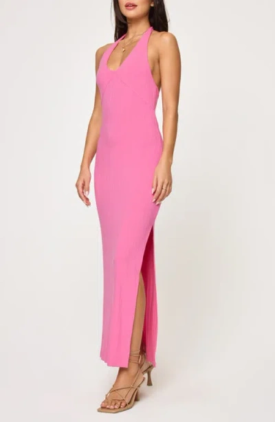 L*space Lspace Skye Halter Rib Cover-up Maxi Dress In Pink