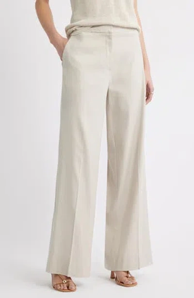 Nordstrom The Lennox Linen Blend Wide Leg Trousers In Brown