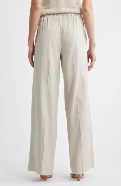 Nordstrom The Lennox Linen Blend Wide Leg Trousers In Brown