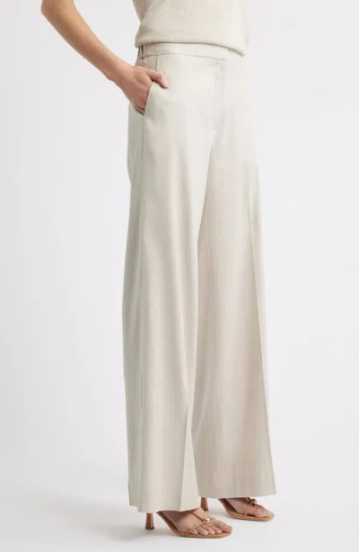 Nordstrom The Lennox Linen Blend Wide Leg Trousers In Brown