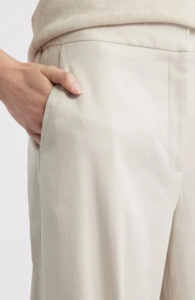 Nordstrom The Lennox Linen Blend Wide Leg Trousers In Brown