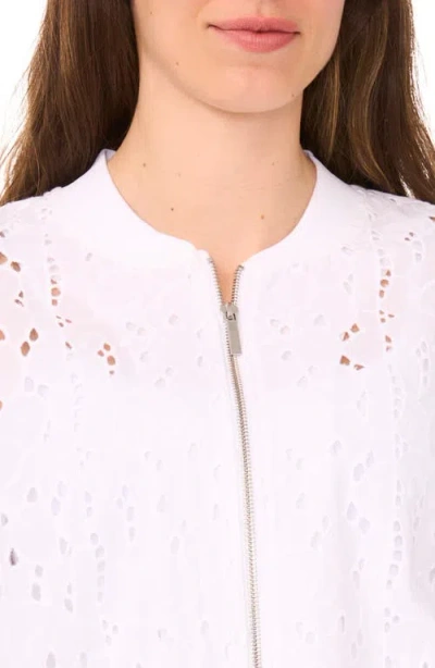 Halogen ® Embroidered Eyelet Cotton Bomber Jacket In White