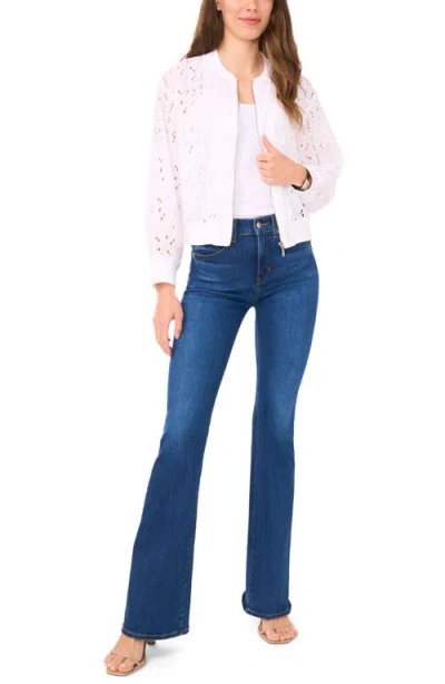 Halogen ® Embroidered Eyelet Cotton Bomber Jacket In White