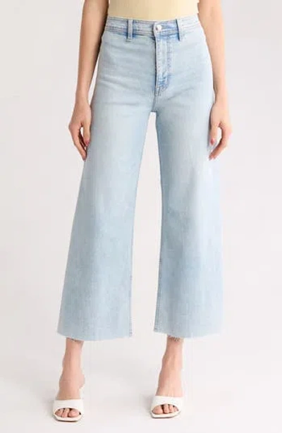 Pistola Penny Raw Hem High Waist Ankle Wide Leg Jeans In Blue