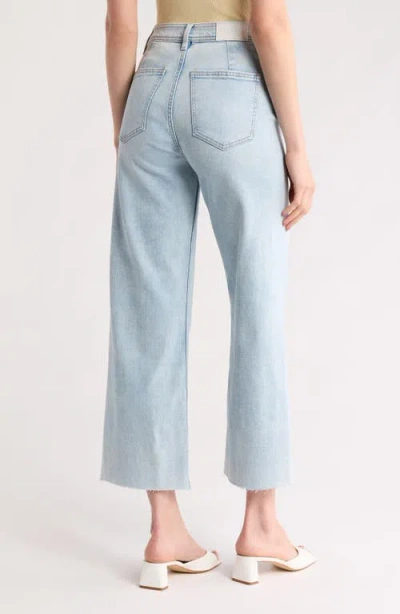 Pistola Penny Raw Hem High Waist Ankle Wide Leg Jeans In Blue