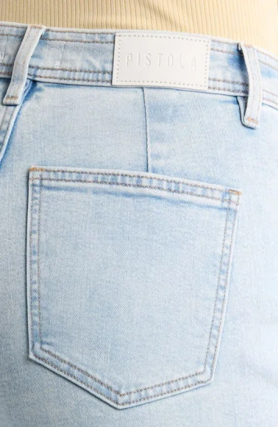 Pistola Penny Raw Hem High Waist Ankle Wide Leg Jeans In Blue