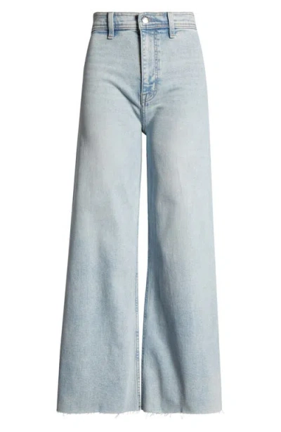 Pistola Penny Raw Hem High Waist Ankle Wide Leg Jeans In Blue