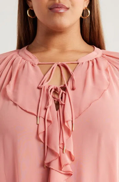 Socialite Long Sleeve Ruffle Minidress In Pink