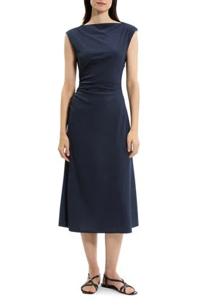 Theory Bateau Neck Knit Dress In Blue