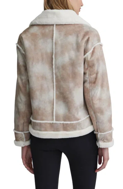 Nvlt Faux Fur Trim Faux Suede Biker Jacket In Neutral