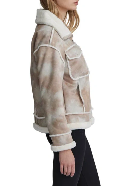 Nvlt Faux Fur Trim Faux Suede Biker Jacket In Neutral