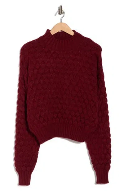 Elodie Bubble Knit Crop Sweater In Red