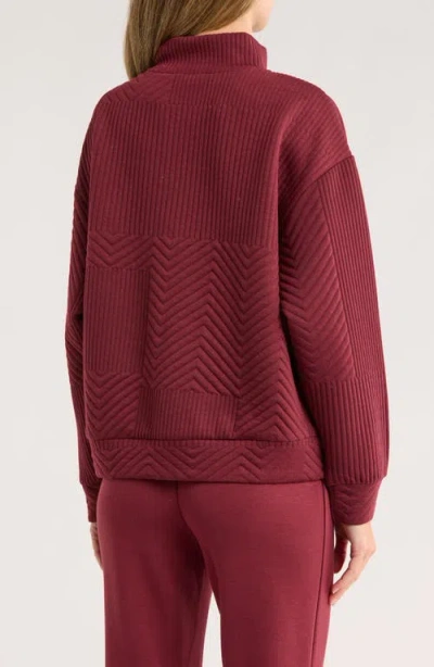 Nanette Lepore Play Quilted Quarter Zip Pullover In Red