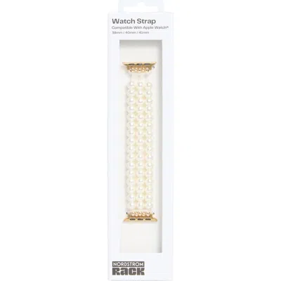 Nordstrom Rack 3-row Faux Pearl Apple Watch® Watchband In Gold