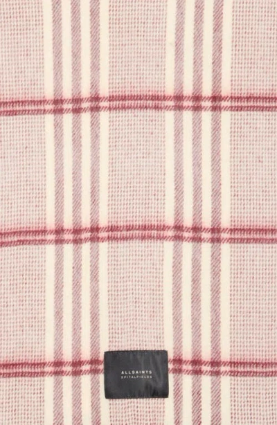 Allsaints Brushed Check Oversized Scarf In Pink