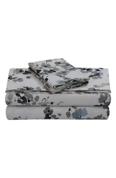 Azores Home Lisbon Printed 300 Count Cotton Sheet Set In Gray