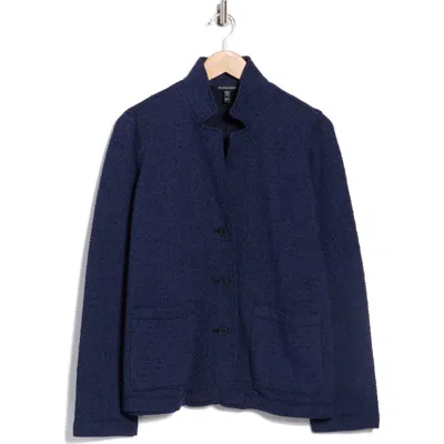 Eileen Fisher Stand Collar Organic Cotton Jacket In Blue