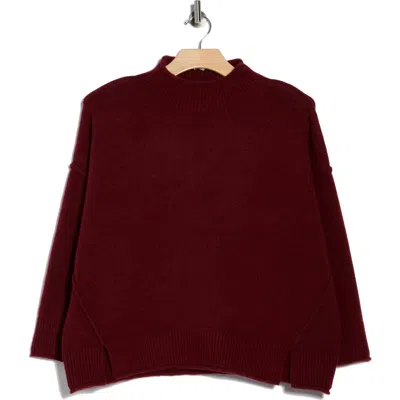 Max Studio Exposed Seam Mock Neck Sweater In Burgundy