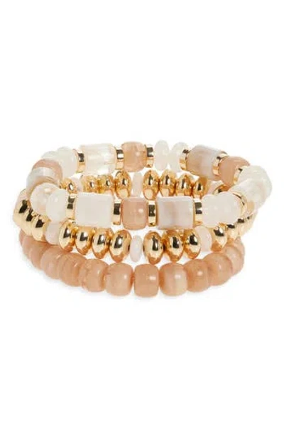 Nordstrom Rack 3-pack Assorted Beaded Bracelet Set In Gold