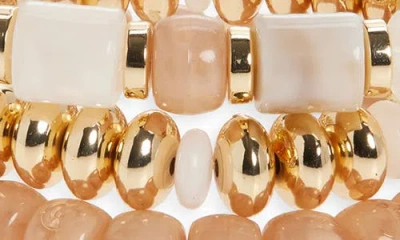 Nordstrom Rack 3-pack Assorted Beaded Bracelet Set In Gold