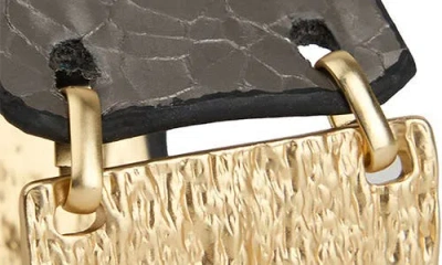 Saachi Textured Link Faux Leather Cuff Bracelet In Gold