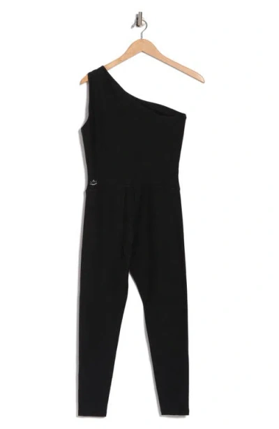 Beyond Yoga Space Dye Upswing One-shoulder Jumpsuit In Black