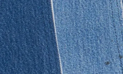 Re/done Levis Striped Denim Skirt In Blue