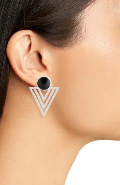 Karine Sultan Enamel Triangular Drop Earrings In Silver