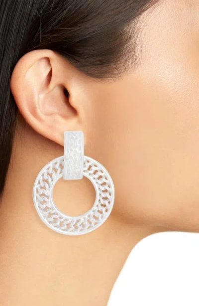 Karine Sultan Chunky Circular Chain Drop Earrings In Silver