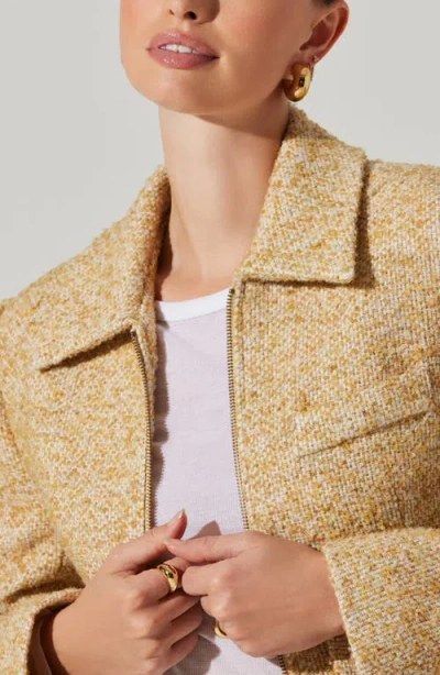 Astr The Label Lindsay Tweed Zip Jacket In Yellow