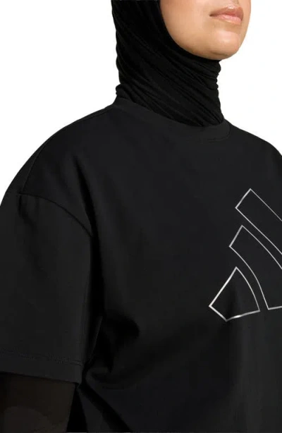 Adidas Originals Adidas Power Essentials Workout Oversize Logo T-shirt In Black