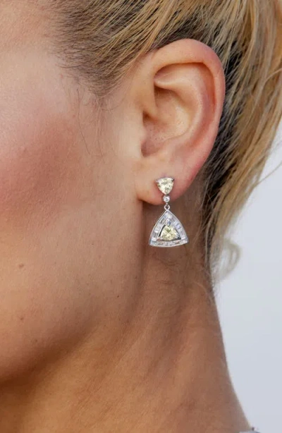 Savvy Cie Jewels Trillion Cubic Zirconia Drop Earrings In Silver