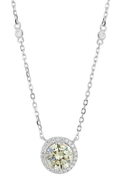 Savvy Cie Jewels Brilliant Cubic Zirconia Halo Pendant Necklace In Silver