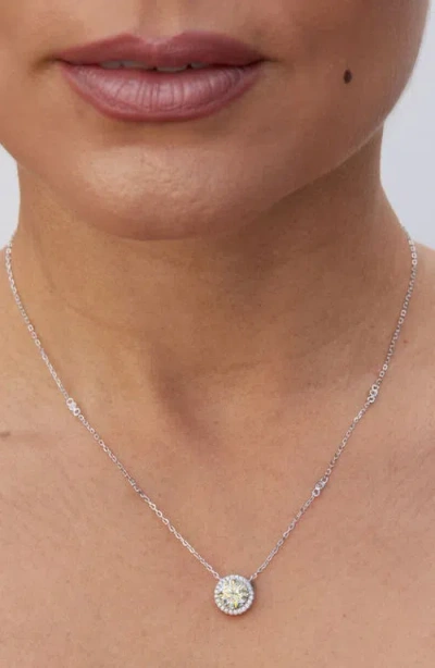 Savvy Cie Jewels Brilliant Cubic Zirconia Halo Pendant Necklace In Silver