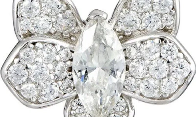 Savvy Cie Jewels Pavé Cubic Zirconia Orchid Stud Earrings In Silver