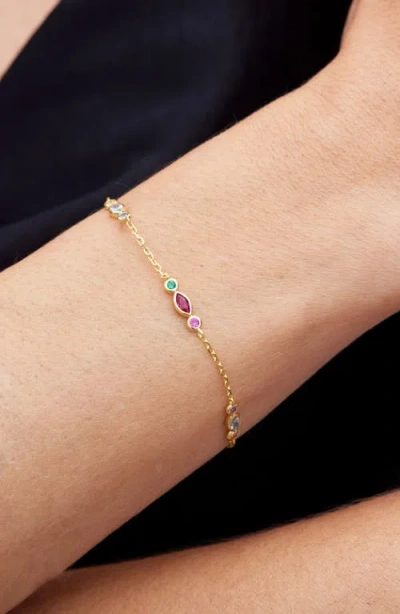 Savvy Cie Jewels Cubic Zirconia Station Bracelet In Gold