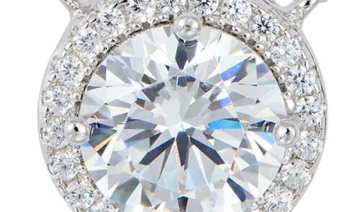 Savvy Cie Jewels Brilliant Cubic Zirconia Halo Pendant Necklace In Silver