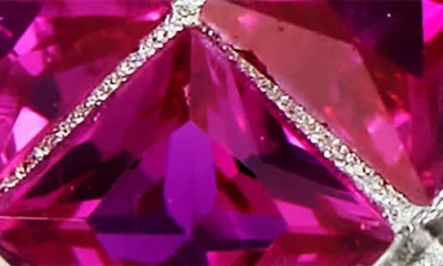 Savvy Cie Jewels Cubic Zirconia Halo Heart Stud Earrings In Pink